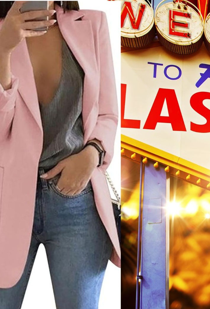 Ladies Longline Pink Polyester Blazer